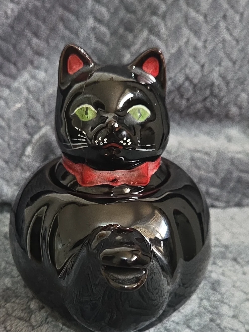 Vintage 1950s Black Ceramic Cat Tea Pot